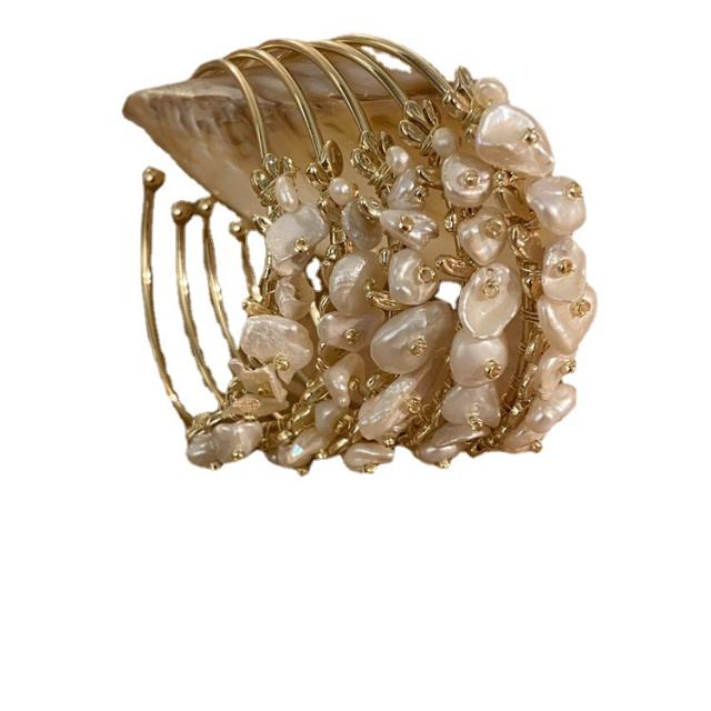 Baroque pearl bangle bracelet