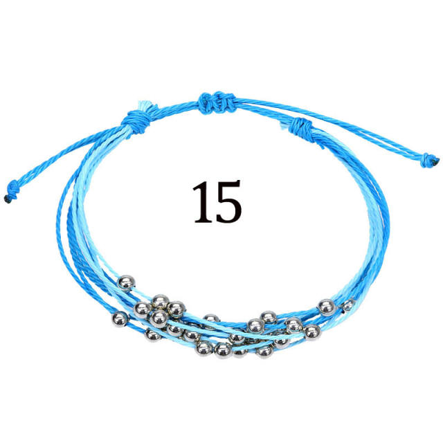 Multilayer wax string bracelet