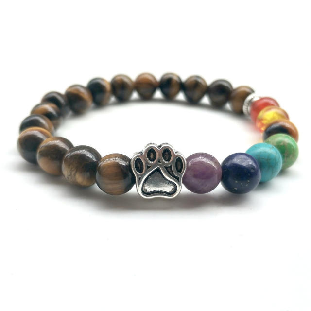 Dog cat footprint 7 chakra bracelet