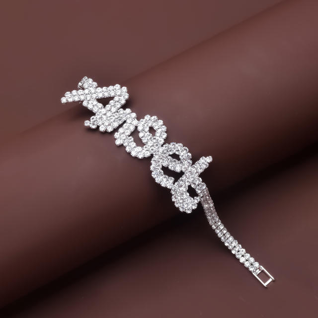 ANGLE letter rhinestone bracelet