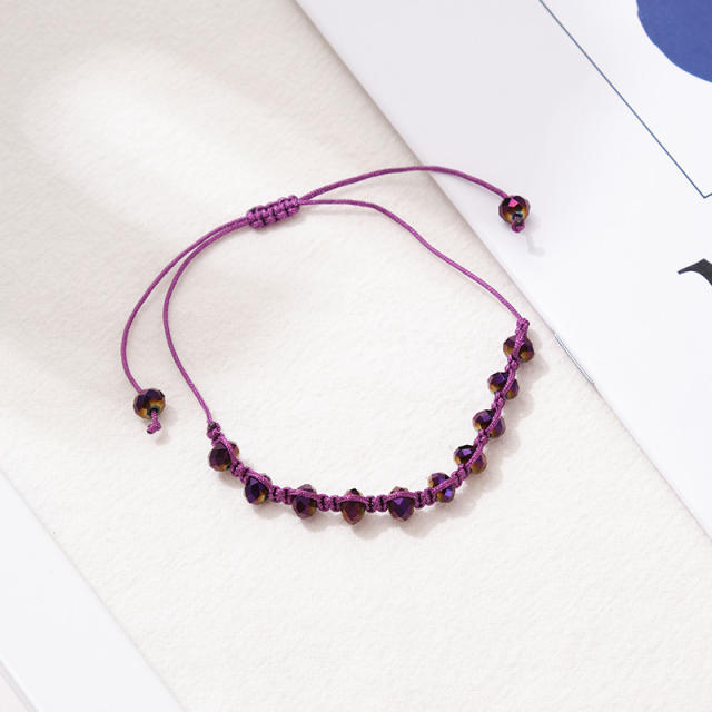 Crystal beads string braided bracelet