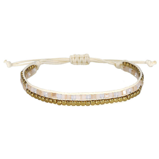 Copper bead wax string braided bracelet