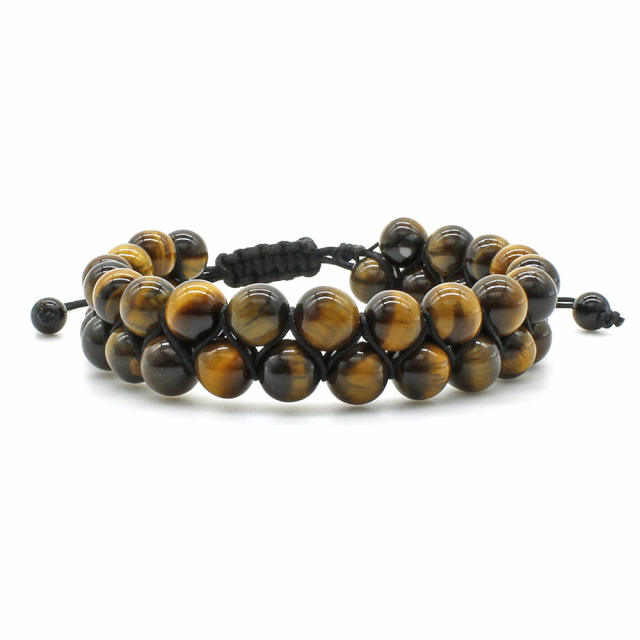 Nature stone doule layer braid  bead bracelet