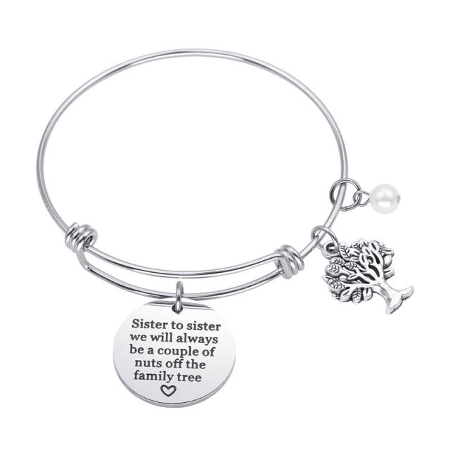 Tree of life charm bangle bracelet