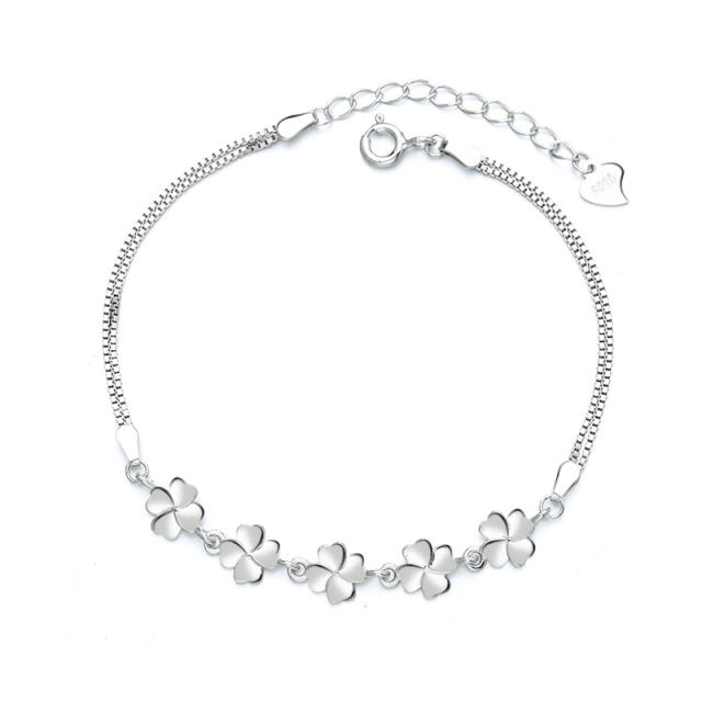 Sterling silver clover chain bracelet