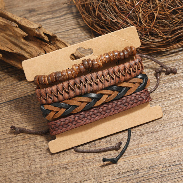 Multilayer leather wrap bracelet