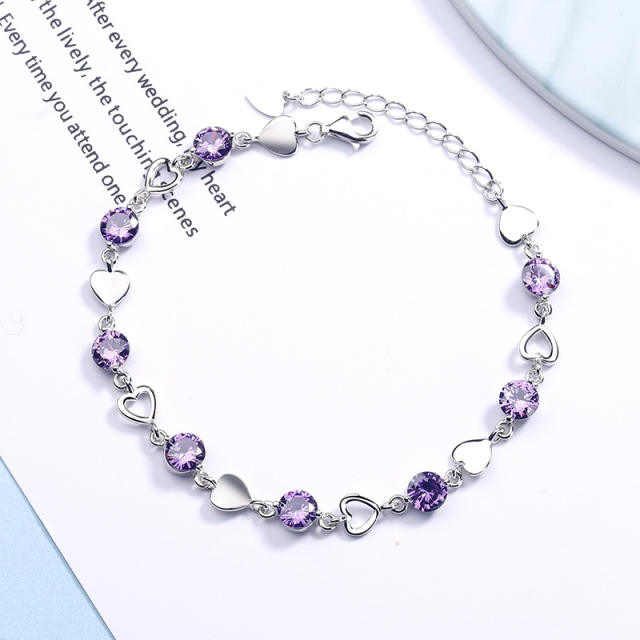 Sterling silver heart chain bracelet