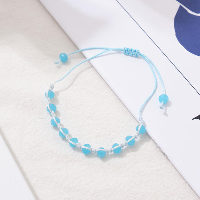 Crystal beads string braided bracelet