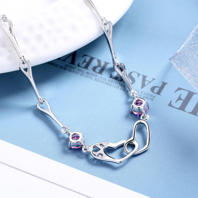 Sterling silver heart chain bracelet