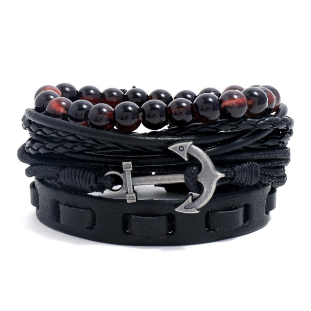 Multilayer braided?leather?bracelet?