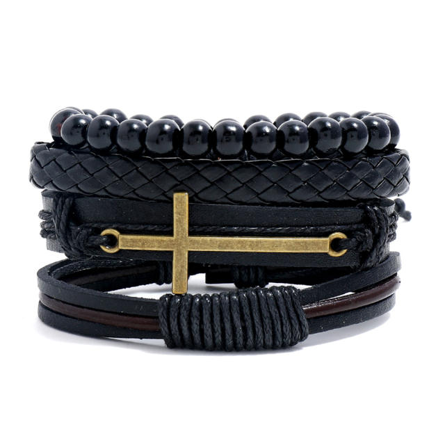 Multilayer braided?leather?bracelet?