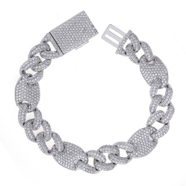 Iced out cuban link chain bracelet 15mm