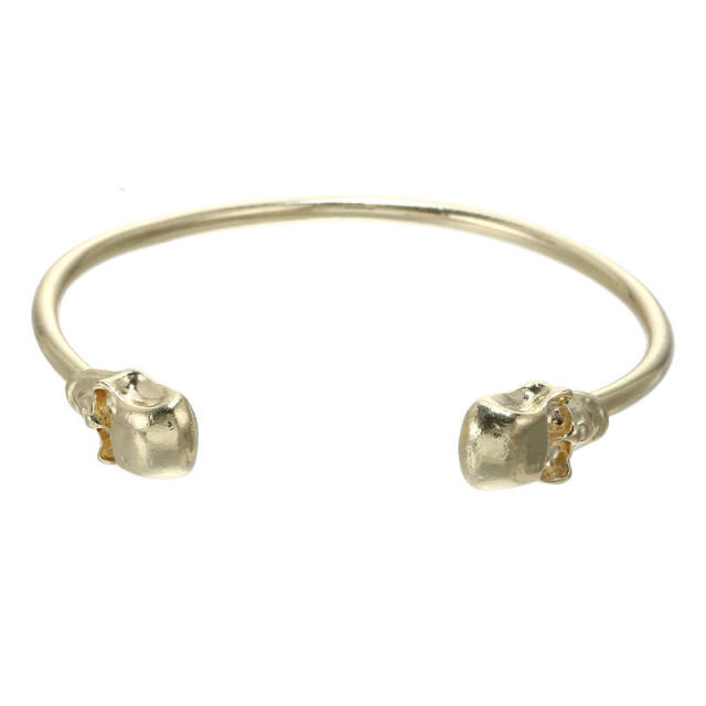 Skull cuff bangle chain bracelet set
