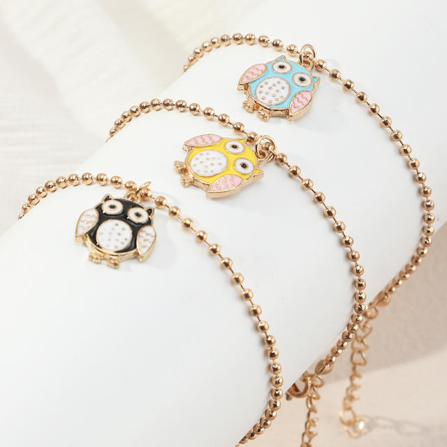 Owl charm bead bracelet