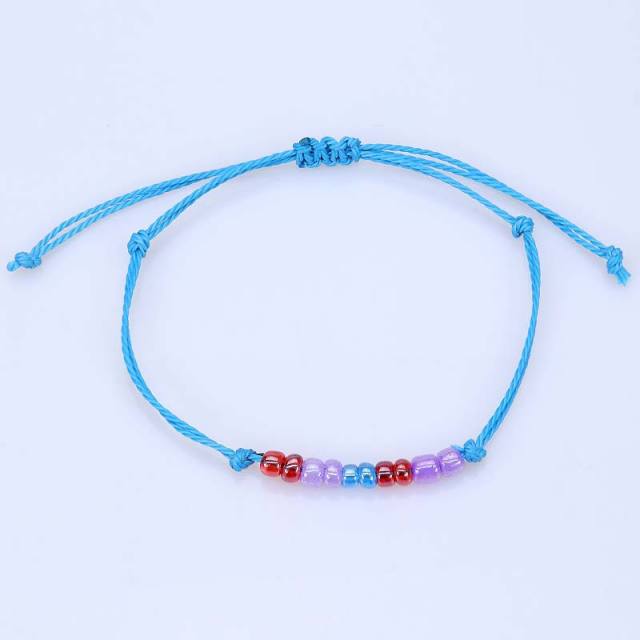 Seed bead wax string bracelet