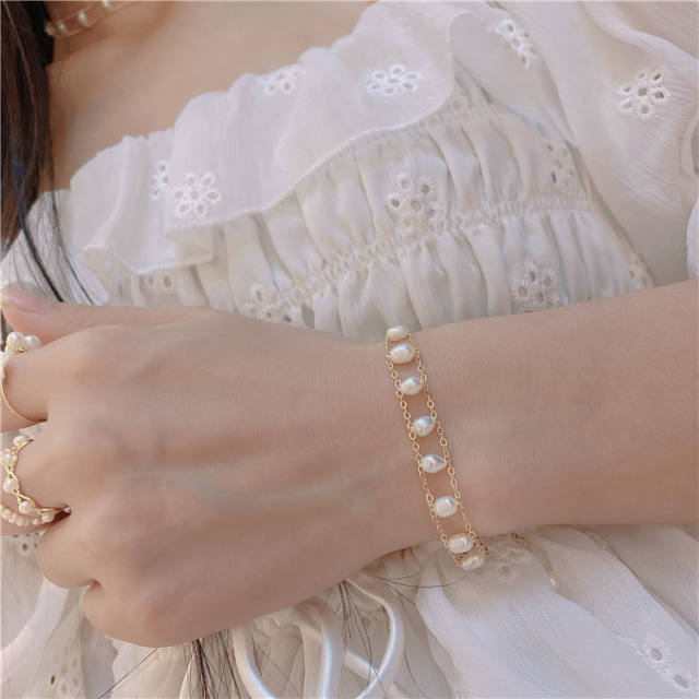 Pearl bead bracelet&necklace