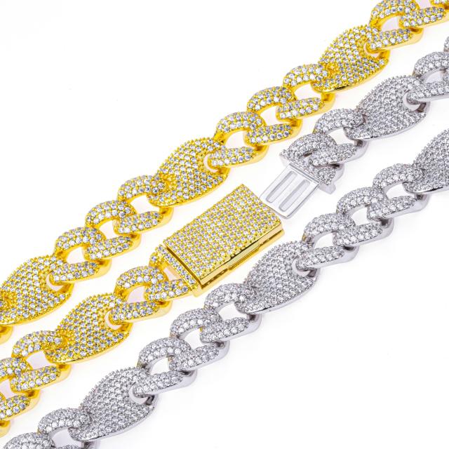 Iced out cuban link chain bracelet 15mm