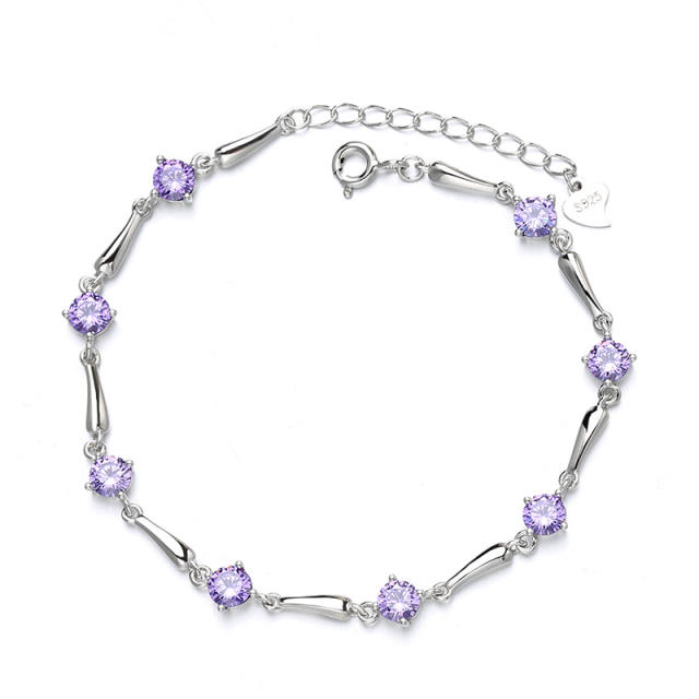 Sterling silver with gemstone chain bracelet