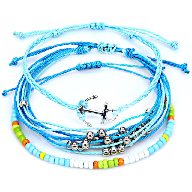 Seed bead wax string bracelets 3 pcs