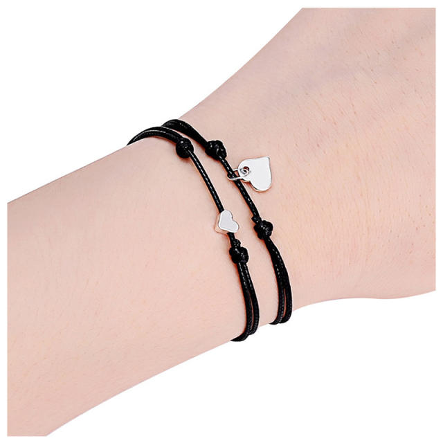 Heart wax string bracelets 2 pcs