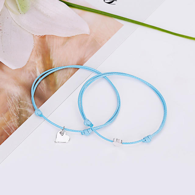 Heart wax string bracelets 2 pcs