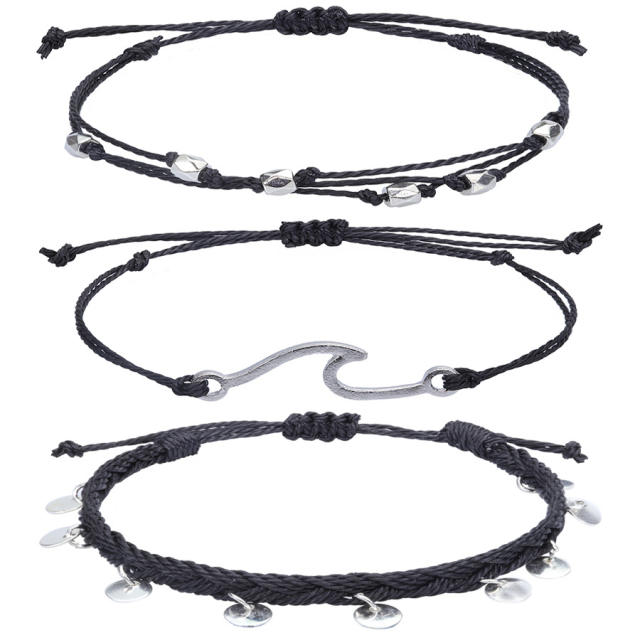 Wax string bracelets 3 pcs