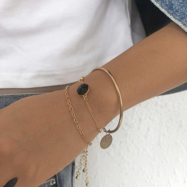 Chain  bracelet and bangle set