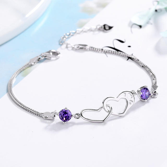 Sterling silver heart box chain bracelet