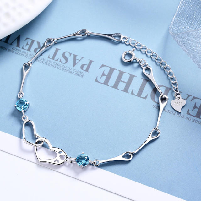 Sterling silver heart chain bracelet