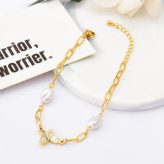 Link chain pearl bracelet