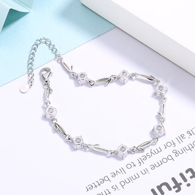 Sterling silver with gemstone chain bracelet