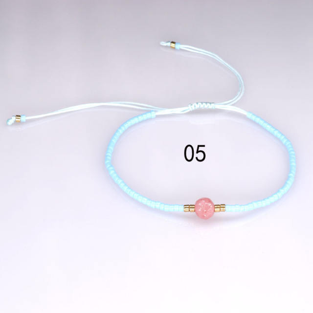 Seed bead string bracelet