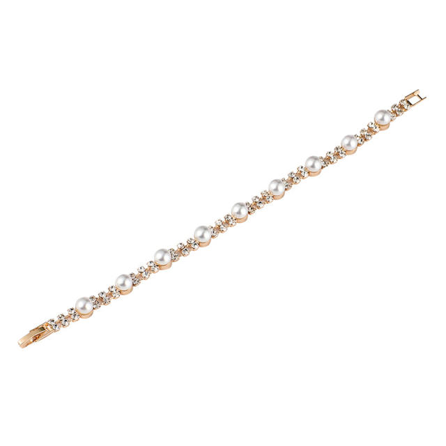 Rhinestone pearl tennis bracelet