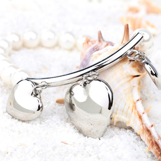 Heart charm pearl bracelet