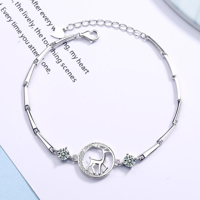 Sterling silver deer chain bracelet