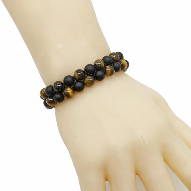 Nature stone doule layer braid  bead bracelet