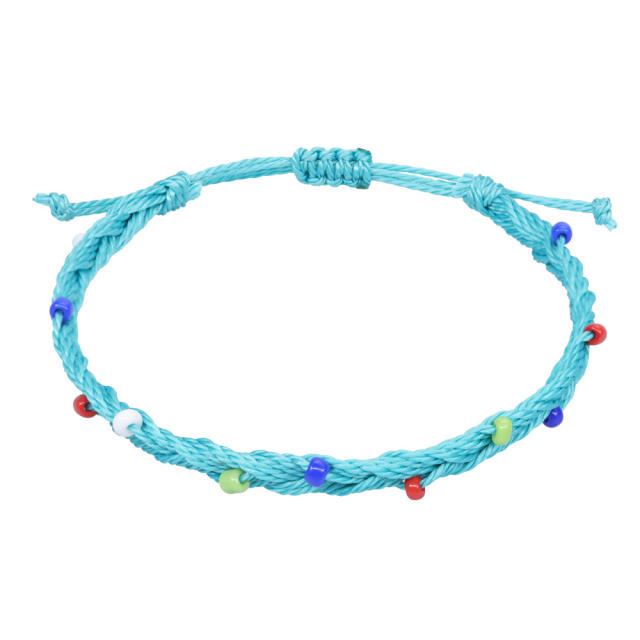 Braided wax string bracelet