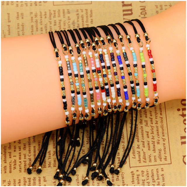 Seed beads wax string bracelet