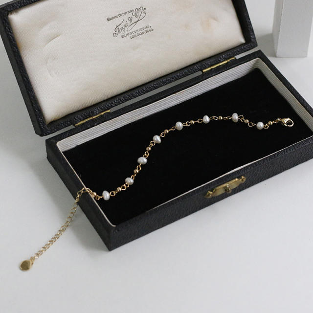 Pearl chain bracelet and necklace