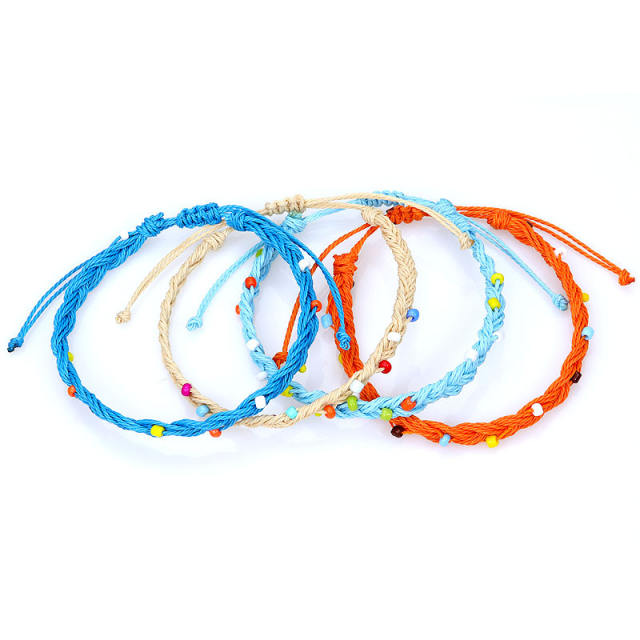 Braided wax string bracelet