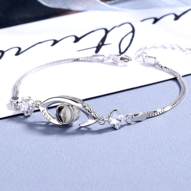 Sterling silver evil eye box chain bracelet