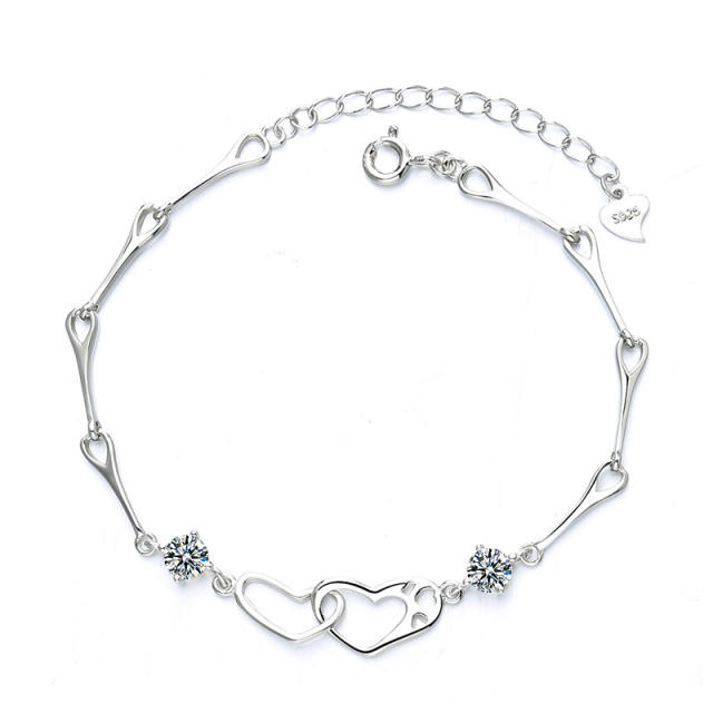 Sterling silver heart chain bracelet