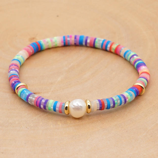 Freashwather pearl 4MM heishi bead bracelet