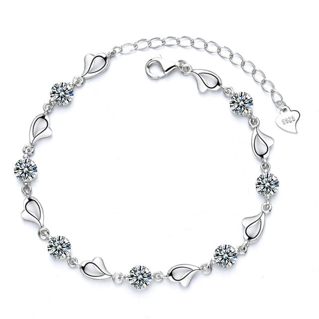 Sterling silver heart chain bracelet