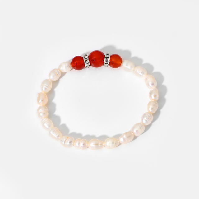Red agate pearl bracelet