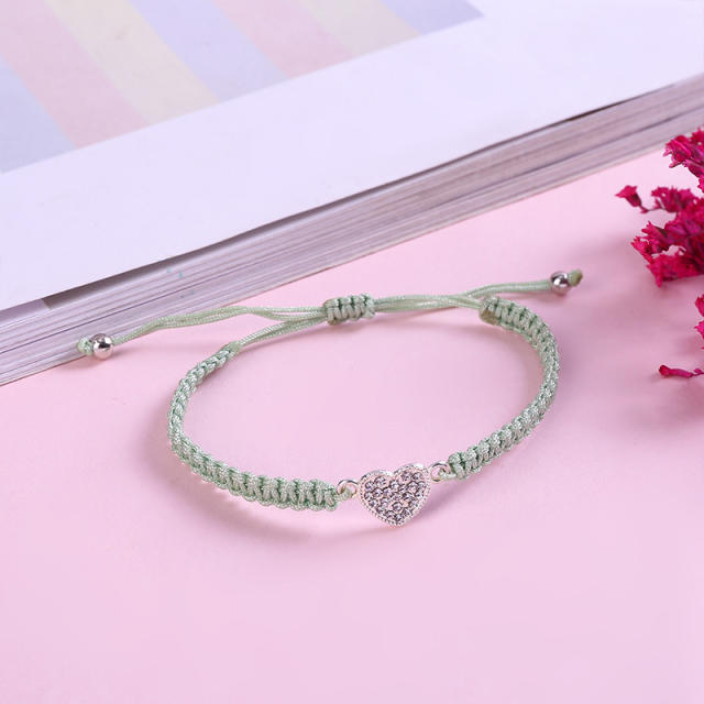 Heart string braided bracelet