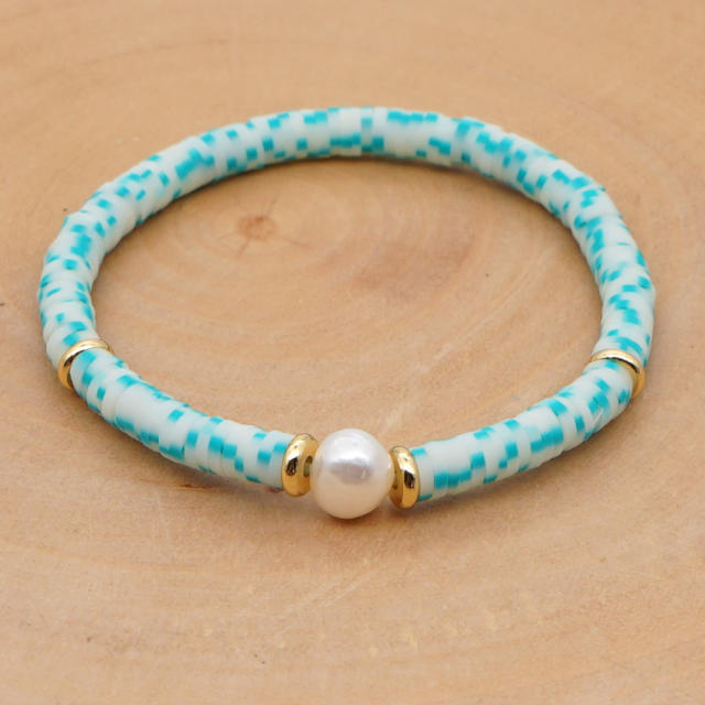 freshwather pearl heishi bead bracelet