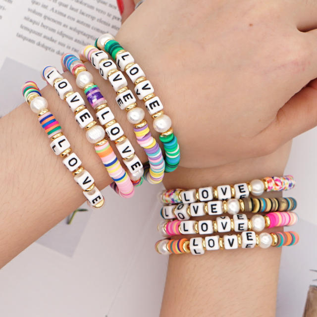 6 MM Heishi bead bracelet with letters