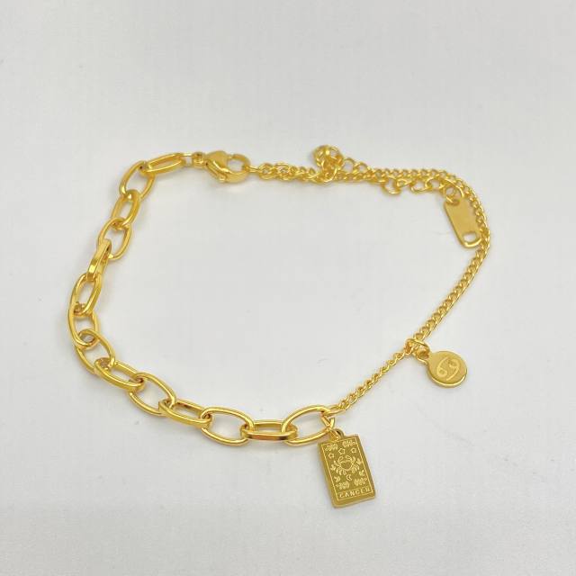 Zodiac square charm bracelet