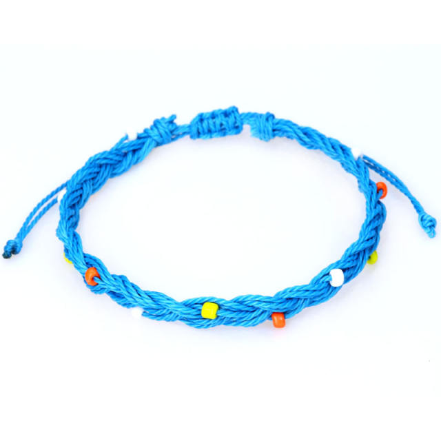 Braided wax string bracelet